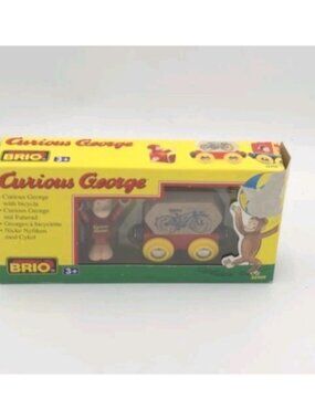 BRIO Curious George Train Car 32909 Wooden Figure Wagon w/ Box